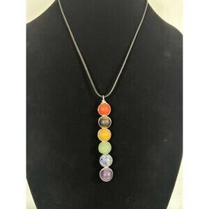 Handmade 18inch 6 Point Silver Matte Twisted Chakra necklace, 3inch Pendant